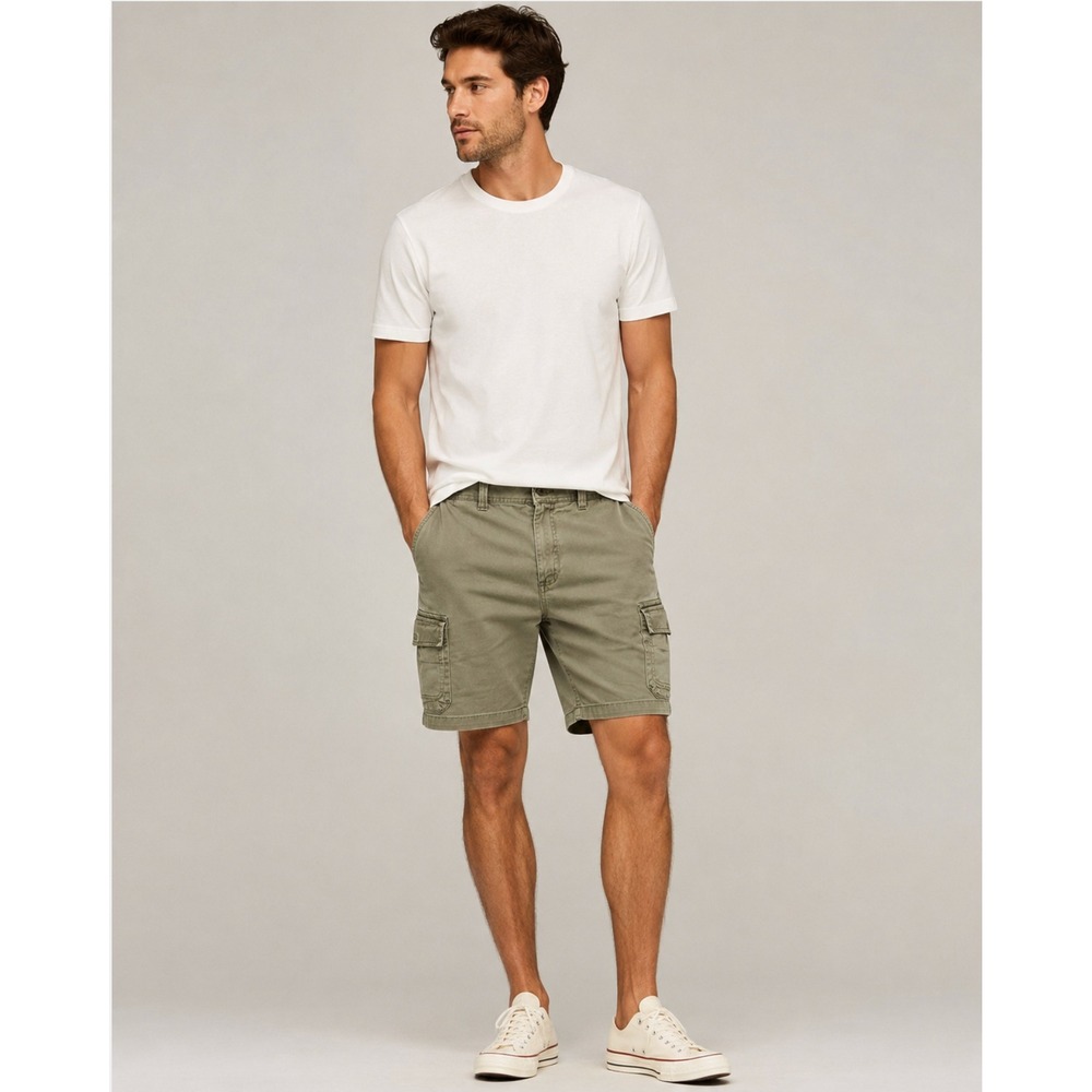 Eddie Bauer Cargo Shorts 34 Olive Green Cotton Utility Gorpcore Hiking Mens 9"